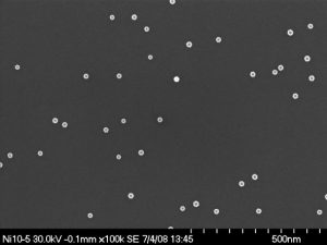 TEM image of Nickel Nanoparticles generated using gas phase synthesis